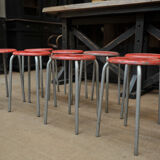 Set of 8cOld Stackable Metal Low Stools 1960