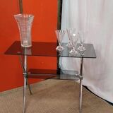 Table/service chrome steel and smoked glass from the 70s