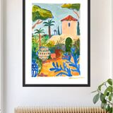 Peinture acrylique originale sur papier - Jardin du Sud