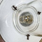 Industrial German Black Enamel Pendant Lamp with Glass Cover, 1930s