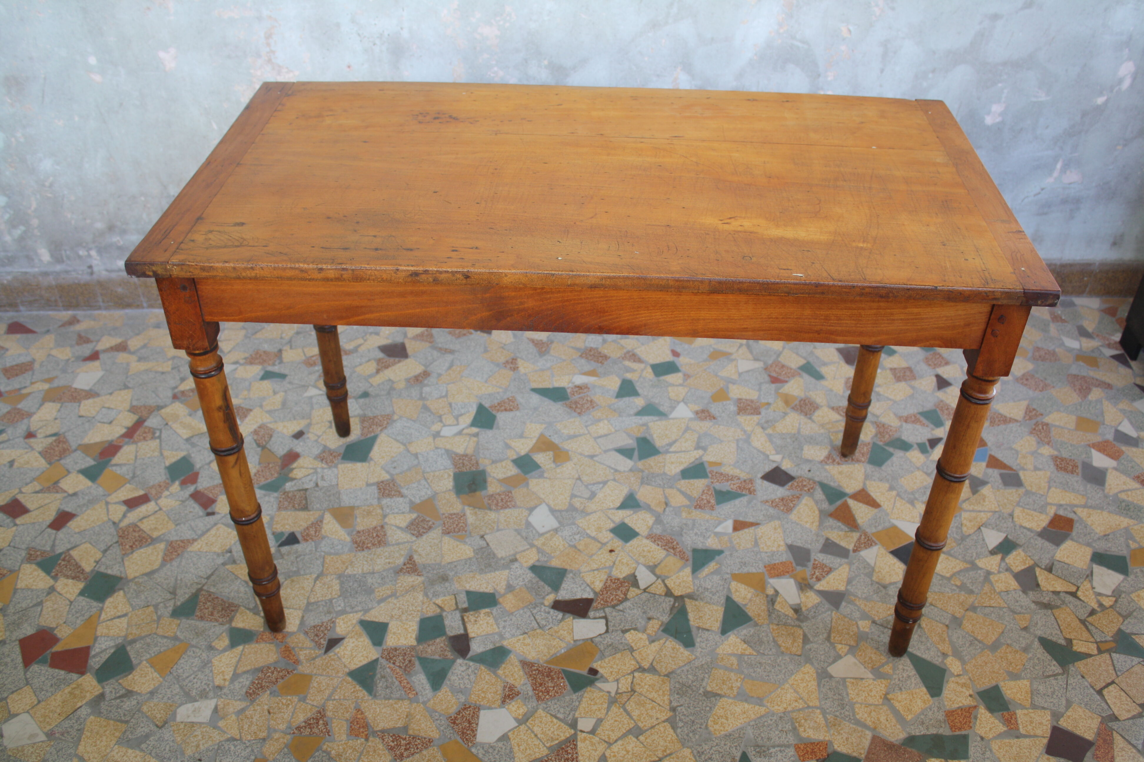Pitch pine desk false bamboo Napoleon III
