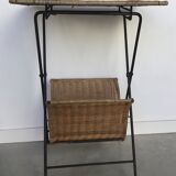 Folding sofa end in metal and wicker - vintage 1960