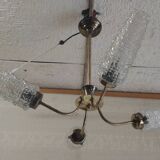 Brass chandelier with 4 lights and glass tulips - 1950s/60s
