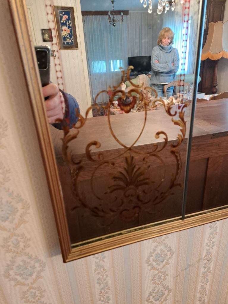 Bistro mirror - brasserie glass eglomisé, 202x102 cm