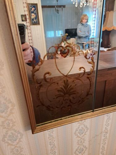 Miroir de bistrot brasserie verre églomisé, 202x102 cm