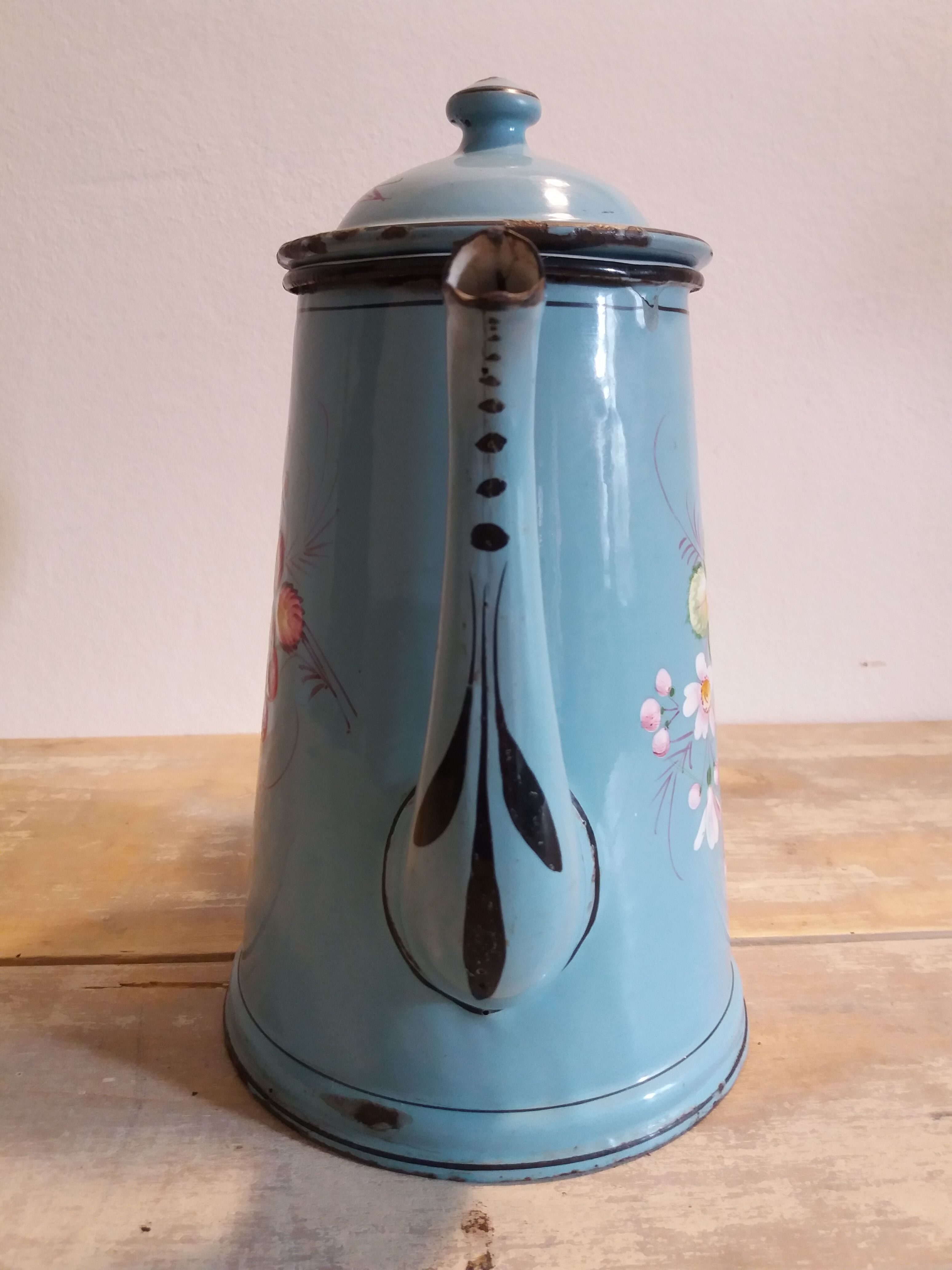 Blue enamel coffee pot