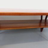 Large vintage Scandinavian double-topped teak coffee table by Kurt Østervig from the 1950s