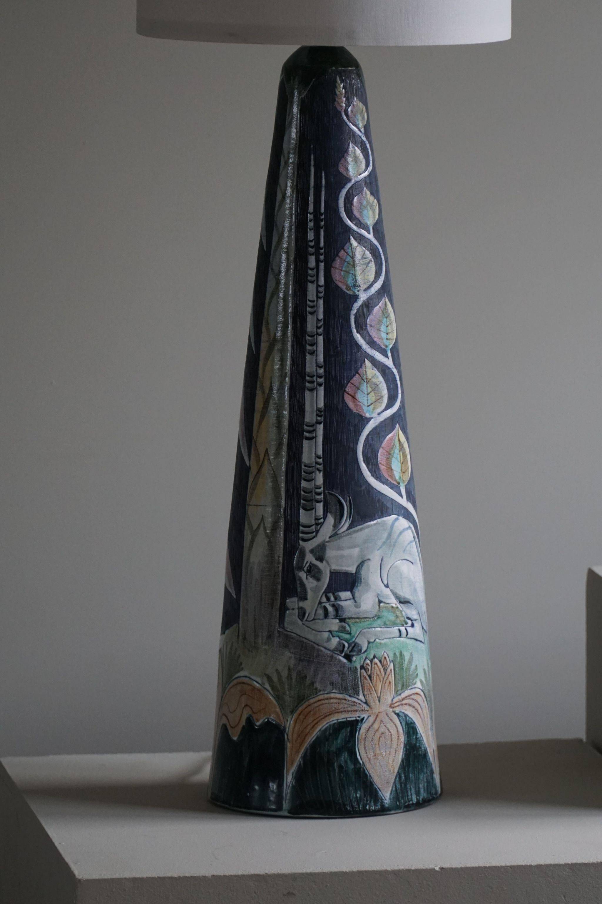 Marian Zawadzki "Oryx" Unique Floor Lamp, Tilgmans Ceramic, Sweden, Dated 1960