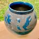VASE PENSU , in enamelled ceramic, blue and gray abstract decoration - N° 10 - Vintage