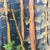 Huile sur panneau forêt vintage