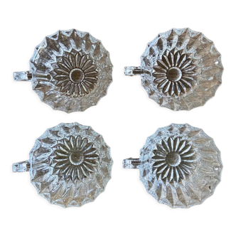 Set of 4 vintage chiseled glass bowls