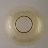 Set of 2 Vintage French Amber Ribbed Effect Glass Shades with Frilled Edge 5595