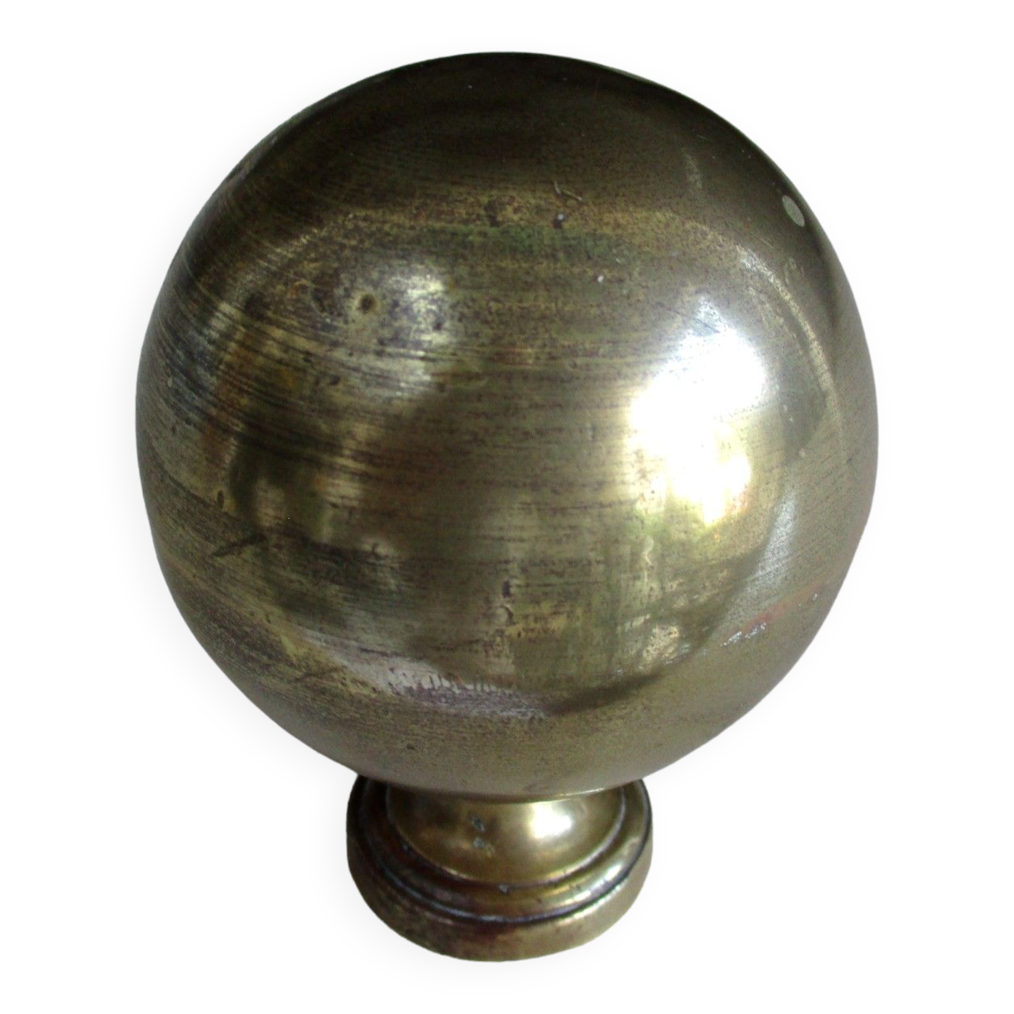 Boule ancienne en laiton  pour rampe d'escalier
