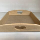 Tray with wooden heart handles
