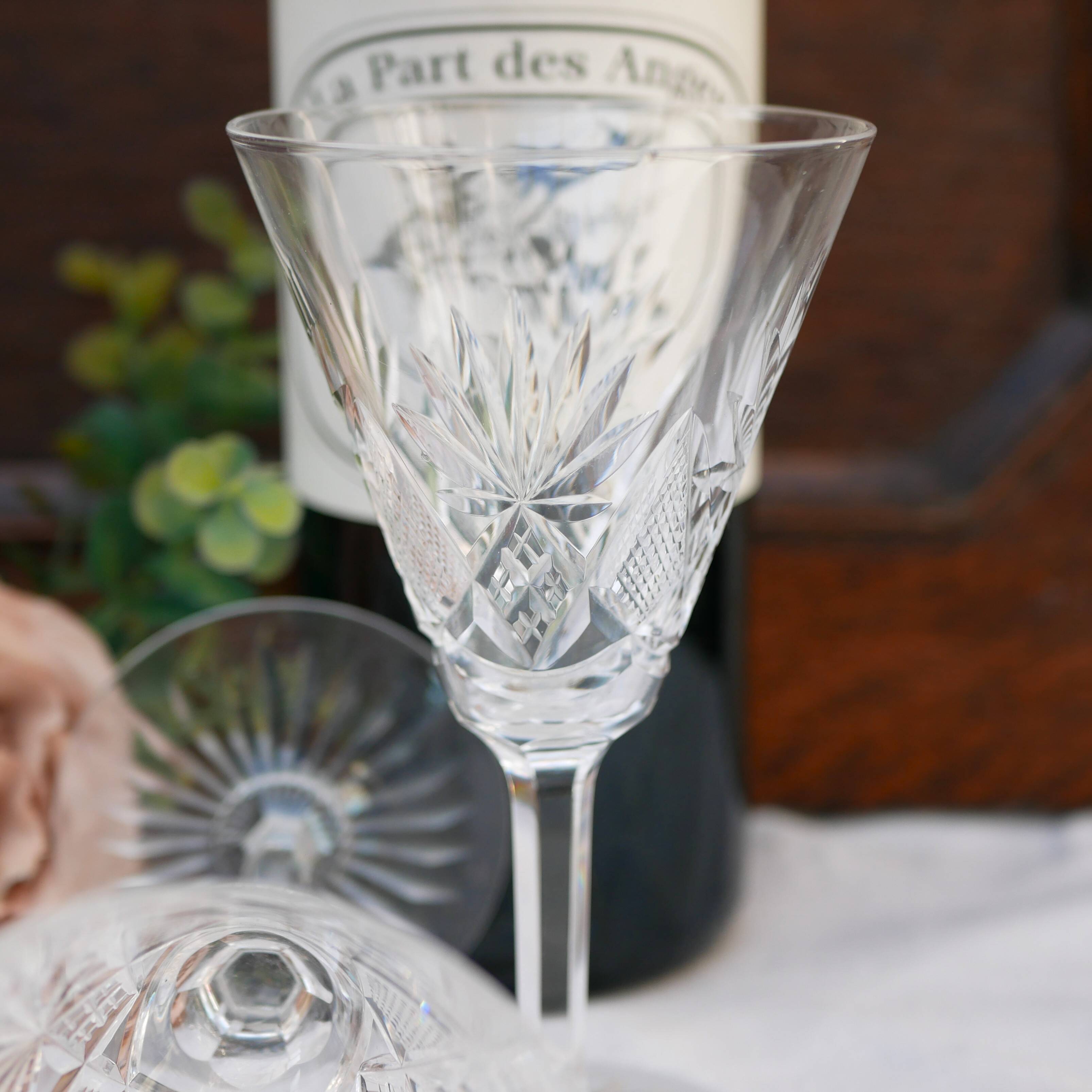 Two elegant crystal wine glasses