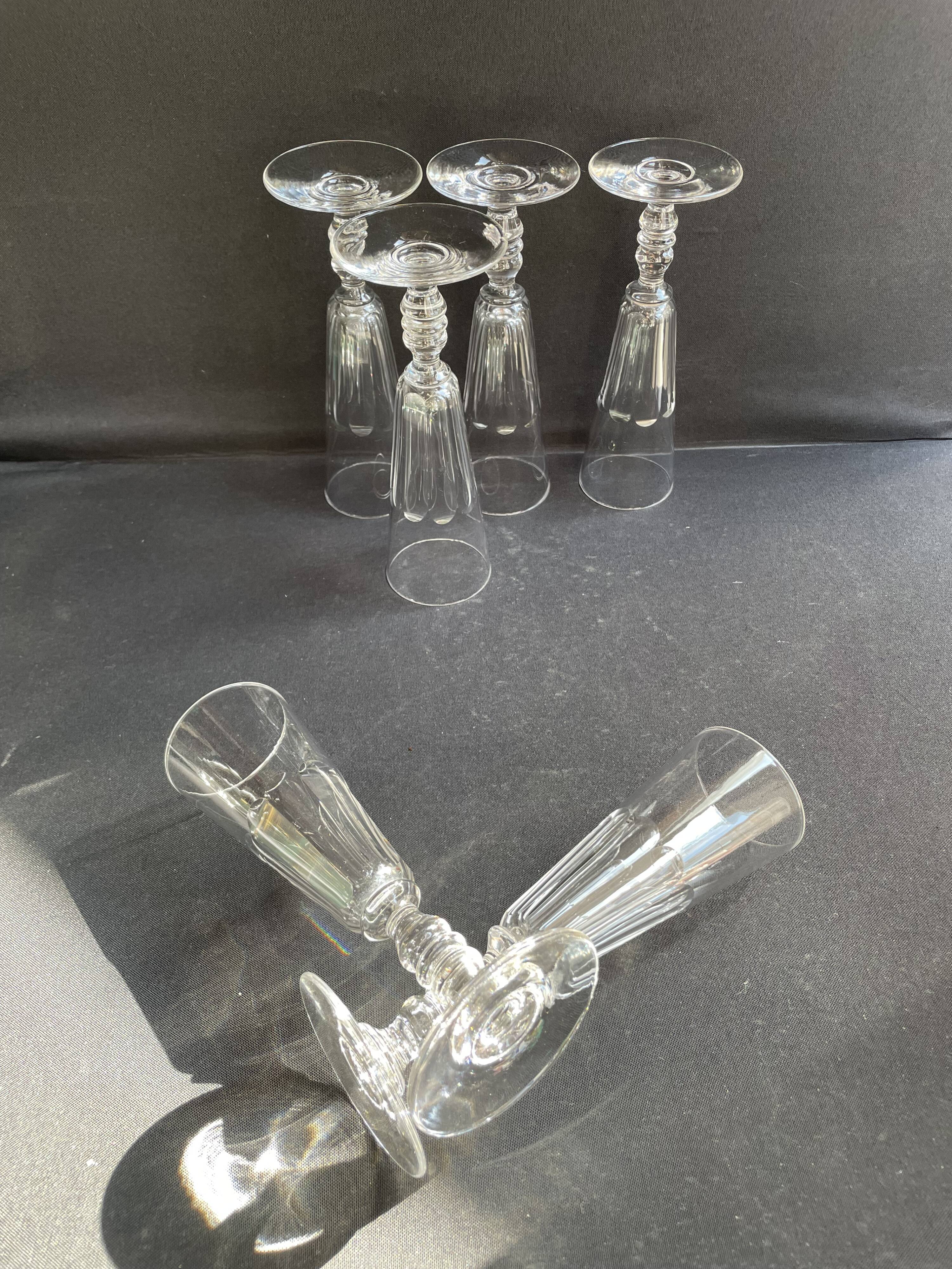 6 Baccarat Clermont 19th century champagne flutes