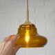 Hand-blown amber glass pendant light: MCM retro bar golden hanging lamp