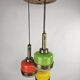 Rare pendant lamp from Italy in 3 colours of glass attributed to Stilnovo
