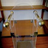 Umbrella stand in brass and clear lucite / plexiglass, 1960s