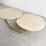 Table basse en travertin à deux niveaux, années 1970