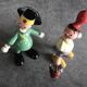 Set of 2 vintage GOULA wooden toy figurines with spring.