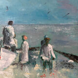 Oil on canvas with a knife