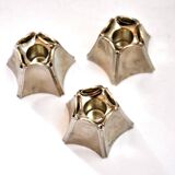 Set of 3 DESIGN BMF modular candle holders in silver metal 1970