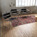 Bauhaus modernist leather chrome armchairs
