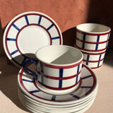 Set 8 plates and 3 cups HBCM Montereau Béarn