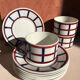 Set 8 plates and 3 cups HBCM Montereau Béarn