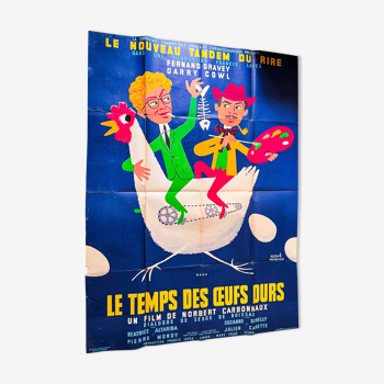 Afiche de cinéma authentique de 1958 "Le temps des Oeufs Durs"