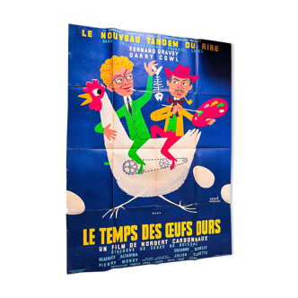 Afiche de cinéma authentique de 1958 "Le temps des Oeufs Durs"