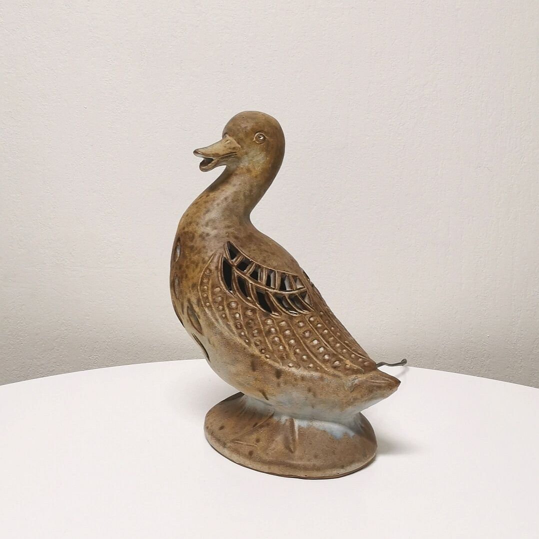Ceramic duck lamp, Agnès Escala, 1960