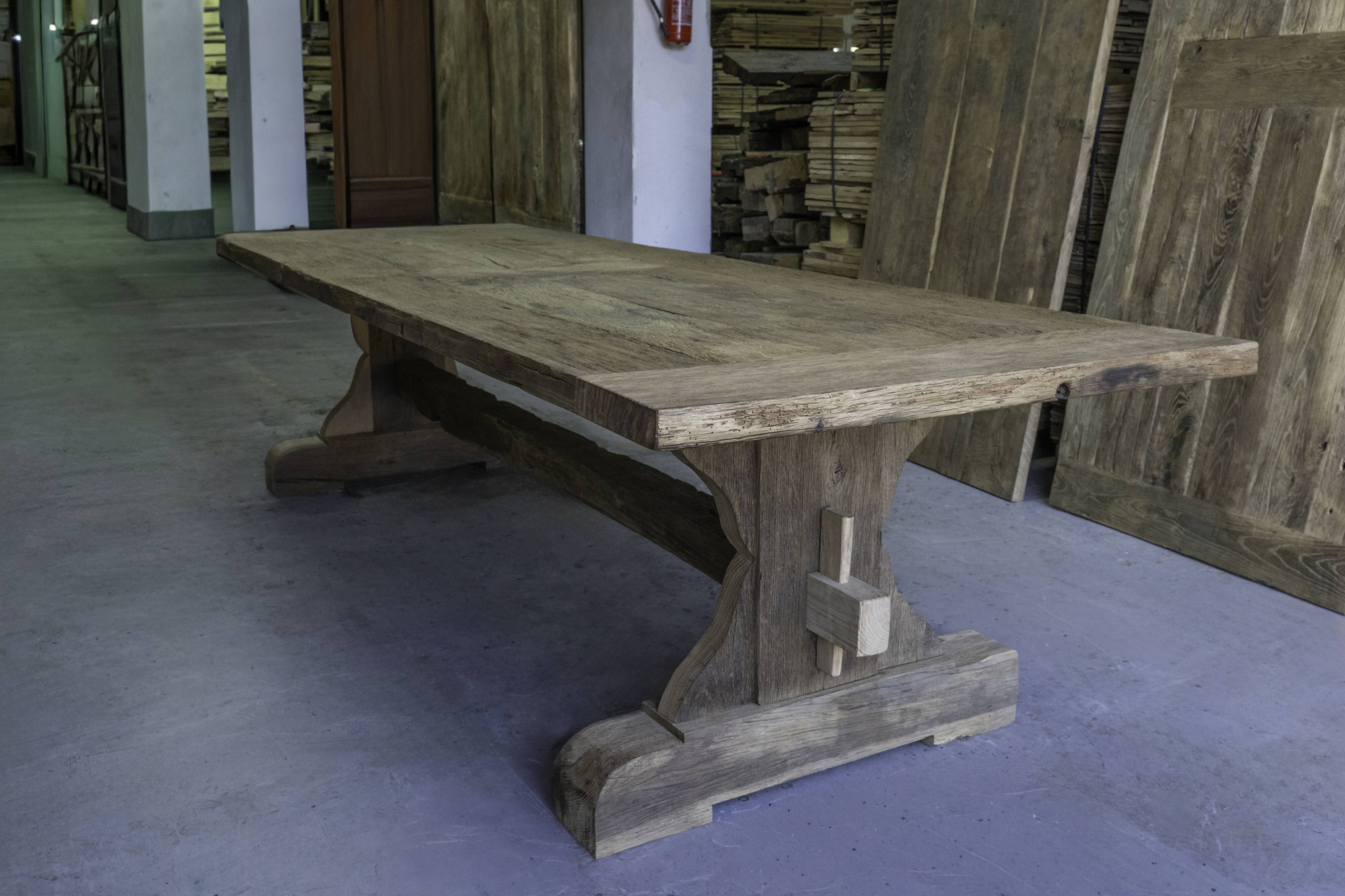 Grande table à manger en chêne massif récupéré, 280 × 100 × 75 cm