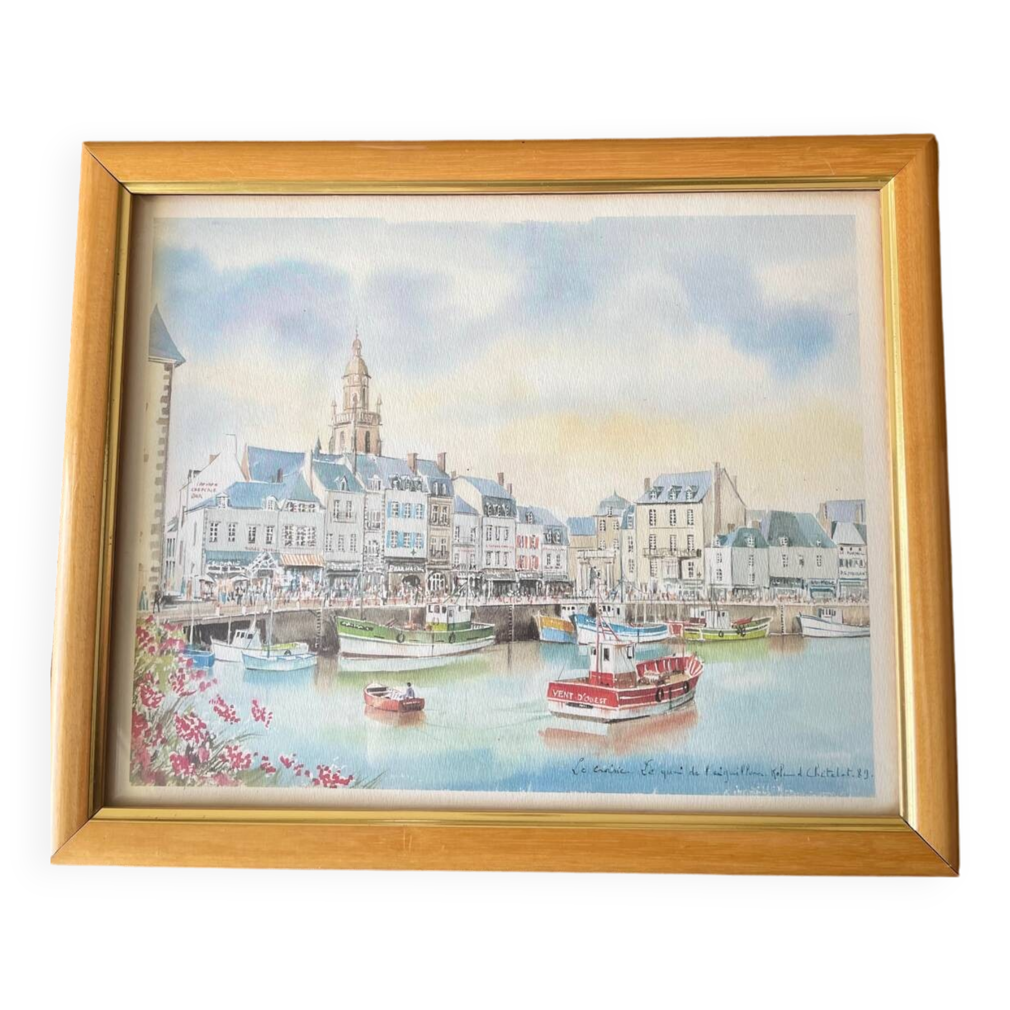 Painting Le Croisic the quay of the aiguille Roland Chetelat 89