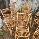 Lot de 10 chaises en rotin vintage