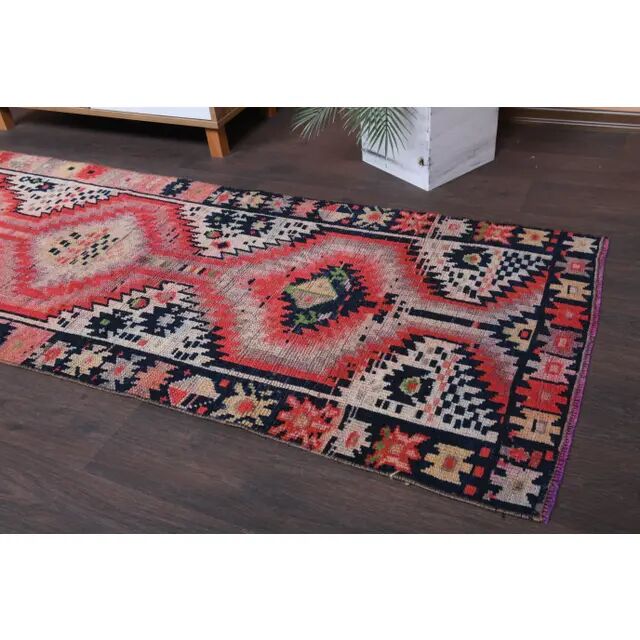 Vintage Turkish Oushak handmade wool runner 81x313