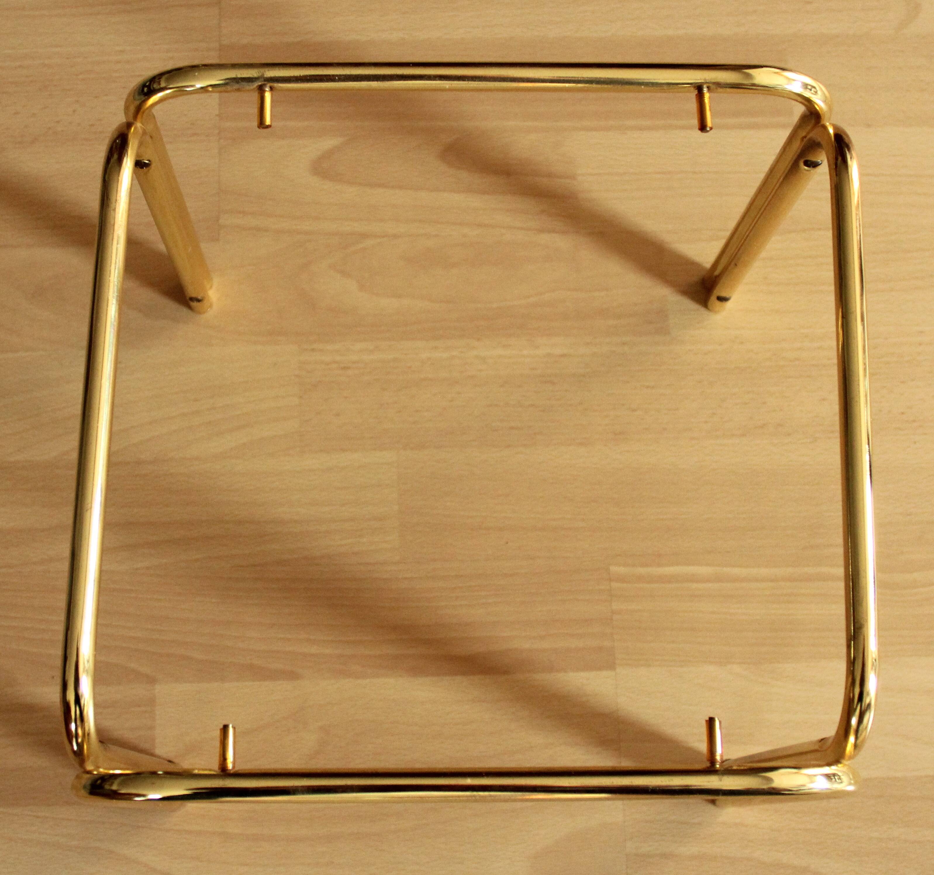 Small brass and glass side table, ideal as a plant stand, vintage from the 70s