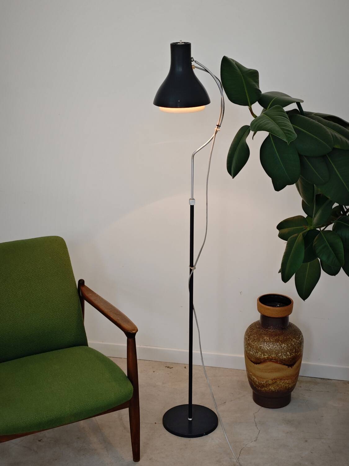 Lampadaire réglable anthracite 1716 par Josef Hurka pour Napako