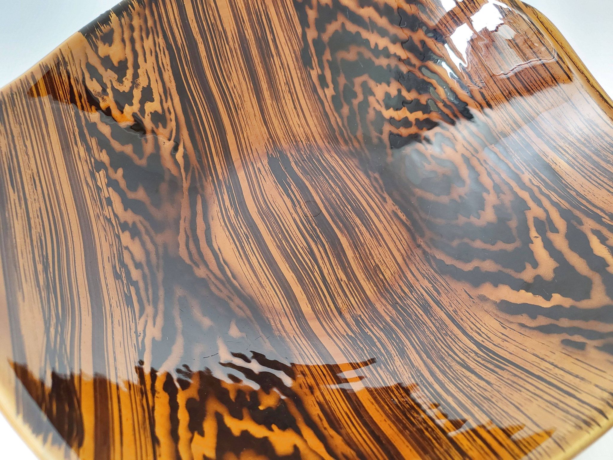 Vintage cup dish Digoin Sarreguemines 1960 mahogany