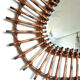 Vintage triangular rattan sun mirror 55x53cm
