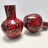 Black and Red Murano Glass Vases by Vincenzo Nason with Bronze Aventurine Glass