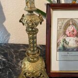 Pair of gilded bronze church picnickers in neo-gothic style of the nineteenth century