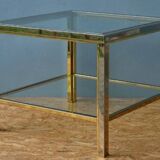 Table basse de style moderniste, style Romeo Rega en laiton et chrome