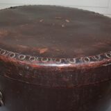Studded old leather hat box