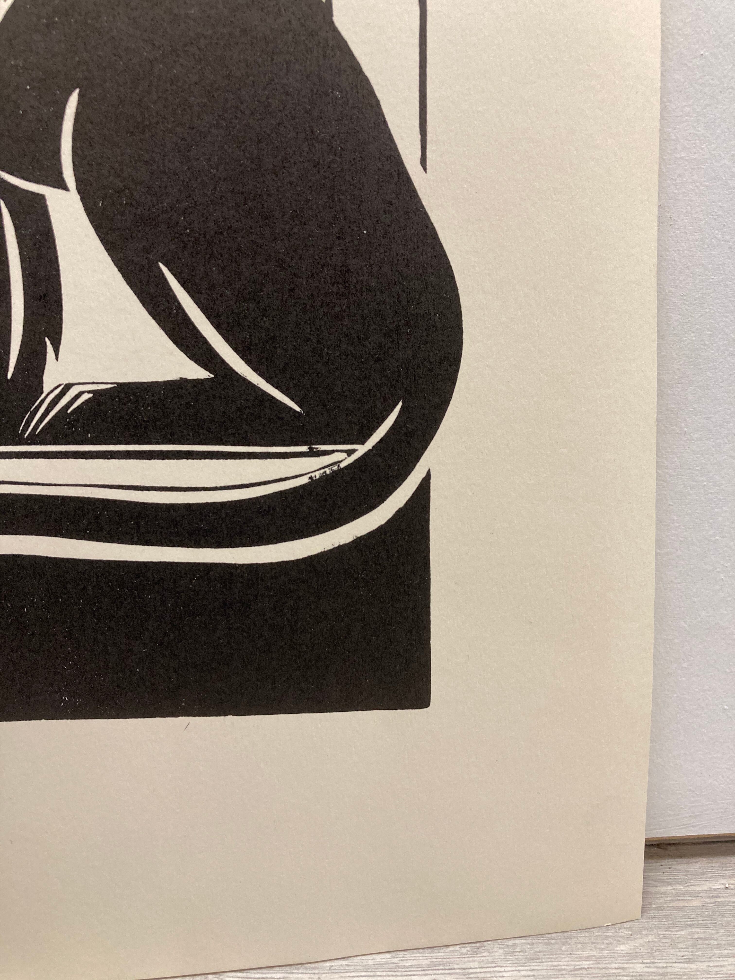 Linogravure art déco "panther"