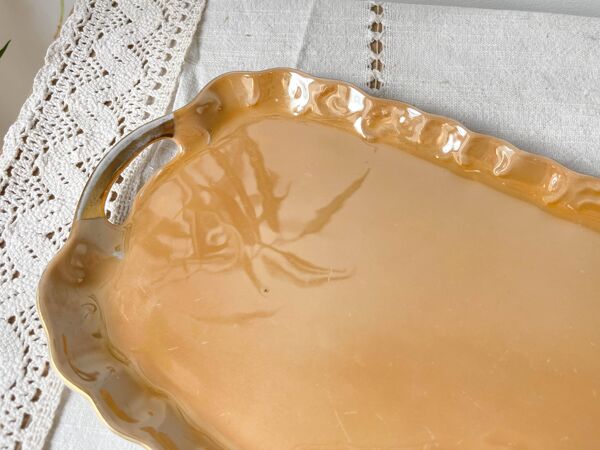 Service à thé vintage en Lustre Czecho-Slovaquia Victoria China pêche irisé 1950