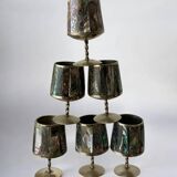 Abalone shell & alpaca shot glasses, set of 6, Mexico, 1970s