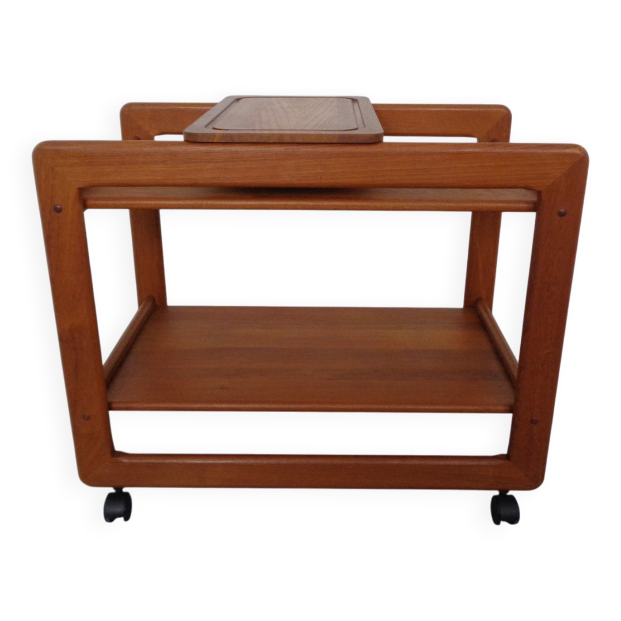 Large teak bar cart from Tarm Stole Møbelfabrik, Denmark, 1960s.