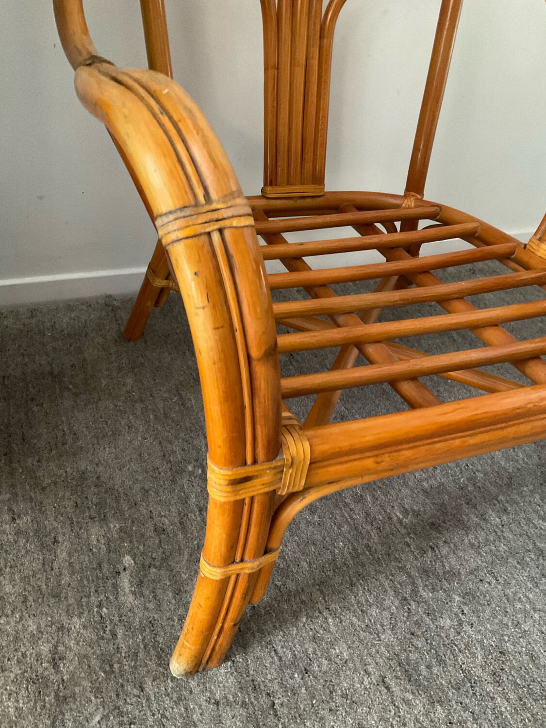 Vintage rattan armchair 70s